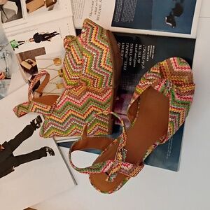 Candies Y2K Colorful Candy Wedges Sandals size 7 M